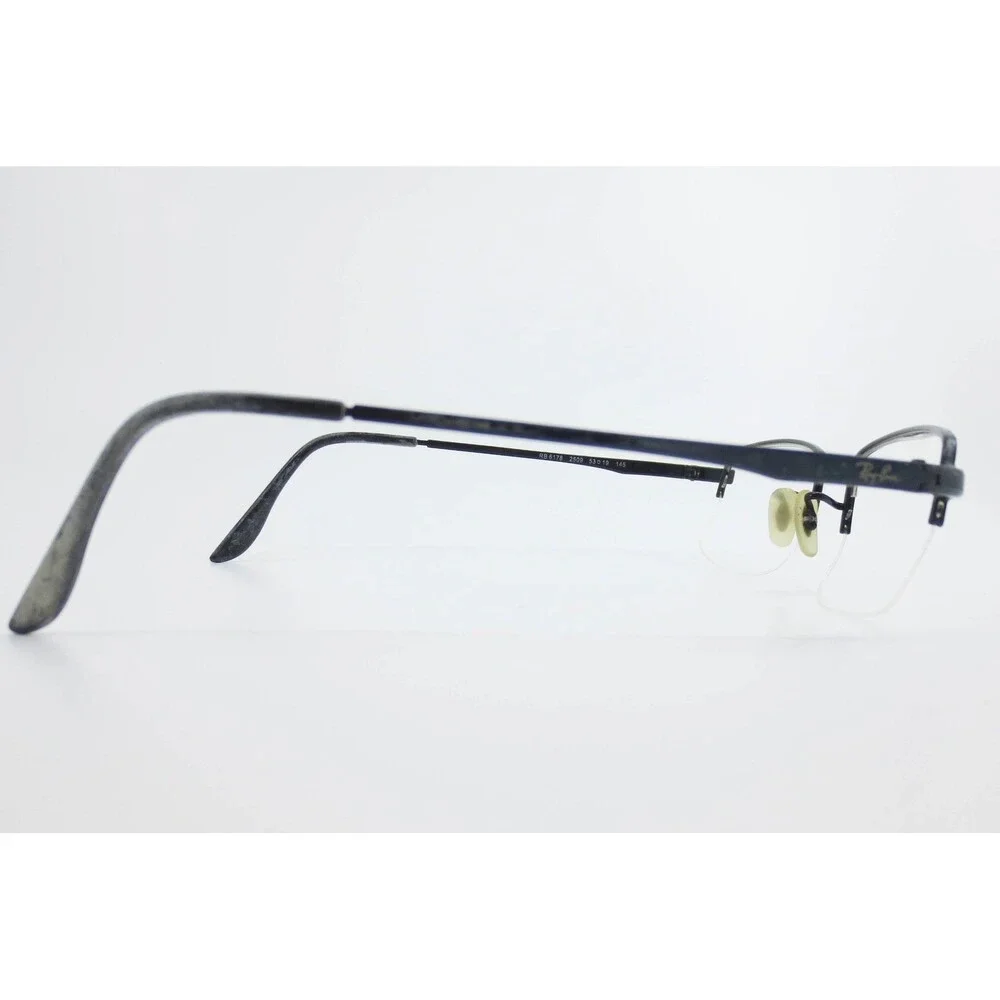 Ray-Ban RB 6178 2509 Black Semi Rimless Rectangular Eyeglasses 53-19-145